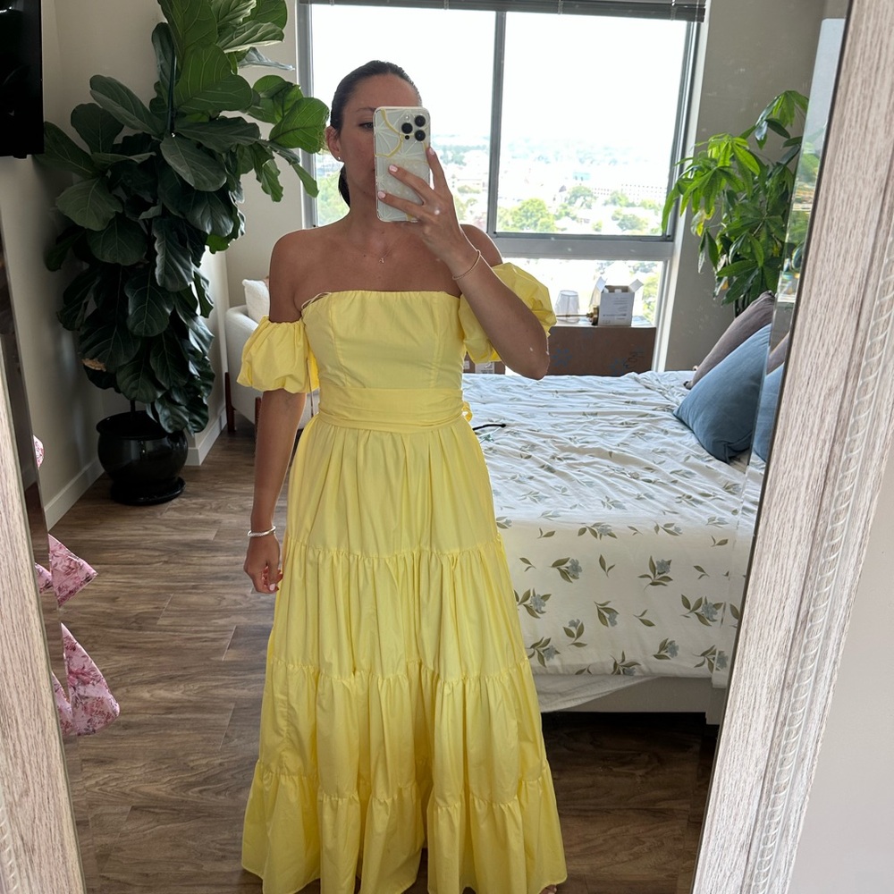 Aqua Yellow Off-Shoulder Sundress for Wedding Guests